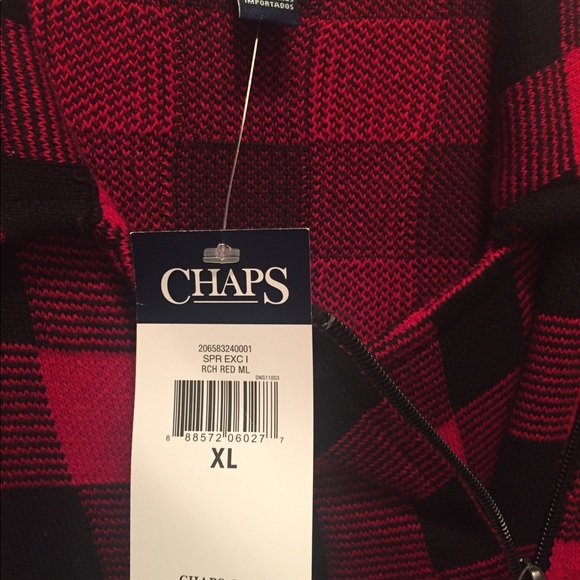 NWT XL Champs Red & Black Buffalo Check Plaid Zip Up Sweater - Picture 6 of 7
